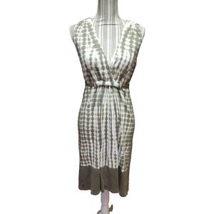 Michael Kors Olive and White Midi Dress